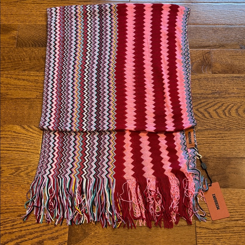 Missoni Multicolor Zigzag Knit Scarf